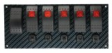 Moroso Rocker Switch Panel - Dash Mount - LED - 8in x 3-13/32in - Grey/Black Fiber Design thumbnail 3