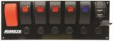 Moroso Rocker Switch Panel - Flat Surface Mount - LED w/USB - 3.388in x 9.15in -Five On/Off Switches thumbnail 1