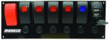 Moroso Rocker Switch Panel - Flat Surface Mount - LED w/USB - 3.388in x 9.15in -Five On/Off Switches thumbnail 2