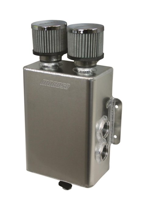 Moroso Breather Tank/Catch Can -16An Female Inlet - Right Side - Two Breathers - Aluminum thumbnail 1