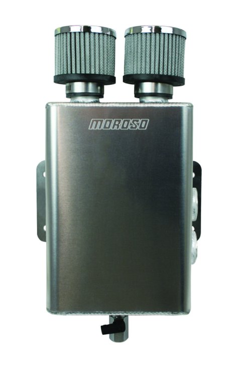 Moroso Breather Tank/Catch Can -16An Female Inlet - Right Side - Two Breathers - Aluminum thumbnail 3