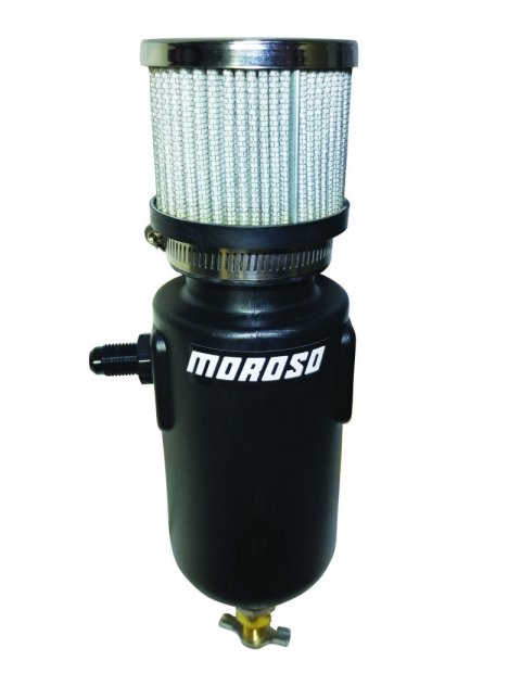 Moroso Breather Tank/Catch Can -6An Male Inlet - Black Polyethylene thumbnail 1