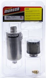 Moroso Breather Tank/Catch Can - 3/8in NPT Female & 1/2in NPT Female Fitting - Roll Bar Mount - Alum thumbnail 3