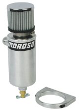 Moroso Breather Tank/Catch Can -12An Male Fitting - Billet Mounting Bracket - Aluminum thumbnail 2