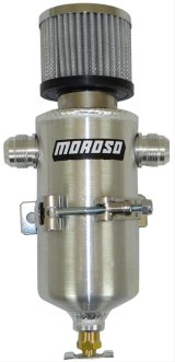 Moroso Breather Tank/Catch Can - Two -10An Male Fittings - Aluminum thumbnail 2