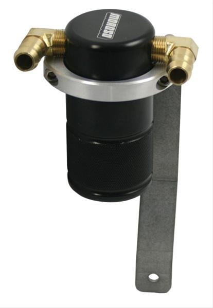 Moroso 05-10 Chrysler 5.7L (w/Stock Intake) Air/Oil Separator Catch Can - Billet Aluminum - Black