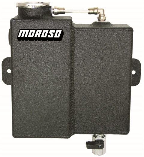 Moroso Universal Dual Coolant Expansion/Recovery Catch Tank - Black Powder Coat thumbnail 1