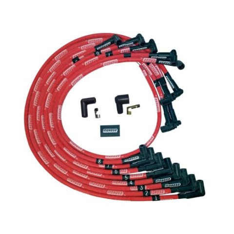 Moroso SBC Under Header Sleeved HEI 90 Degree Boots Ultra Spark Plug Wire Set - Red thumbnail 2