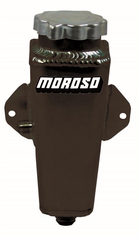 Moroso Universal Left 6AN In/10AN Out Power Steering Tank - Black Powder Coat