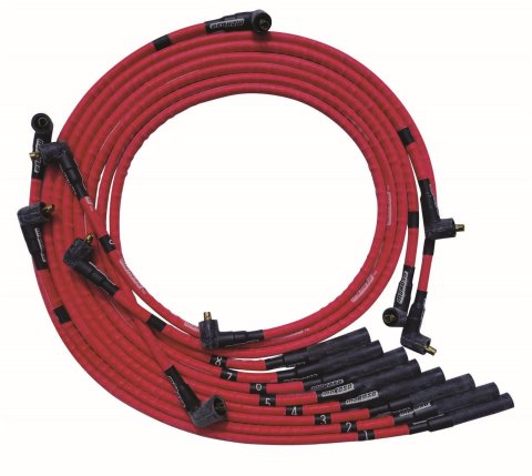 Moroso Chrysler Mopar 361/383/400/440 Str Plug Boots Non-HEI Sleeved Ultra Spark Plug Wire Set - Red