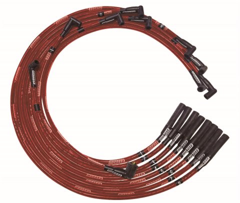 Moroso BB Chrysler Mopar 361/383/400/440 Str Plug Boots HEI Sleeved Ultra Spark Plug Wire Set - Red