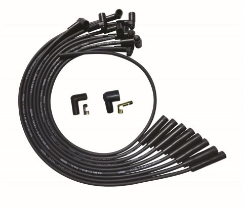 Moroso BBC Over Valve Cover Str Plug Boots & HEI Unsleeved Ultra Spark Plug Wire Set - Black