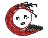 Moroso BBC Under Header 90 Deg Plug Boots Non-HEI Sleeved Ultra Spark Plug Wire Set - Red thumbnail 1