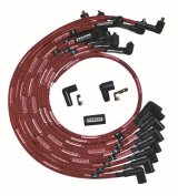 Moroso SBC Over Valve Cover 90Deg Plug Non-HEI Sleeved Ultra Spark Plug Wire Set - Red thumbnail 1