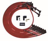 Moroso BBC Under Header 90 Deg Plug Boots HEI Sleeved Ultra Spark Plug Wire Set - Red thumbnail 1