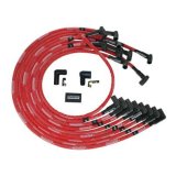 Moroso BBC Under Header 90 Deg Plug Boots HEI Sleeved Ultra Spark Plug Wire Set - Red thumbnail 3
