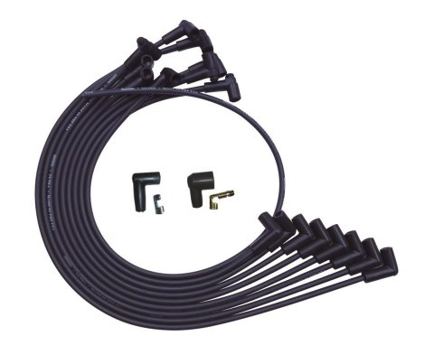 Moroso SBC Over Valve Cover Unsleeved 90 Deg HEI Ultra Spark Plug Wire Set - Black