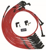 Moroso SB Ford 351W 135 Deg Plug Boots HEI Sleeved Ultra Spark Plug Wire Set - Red thumbnail 1