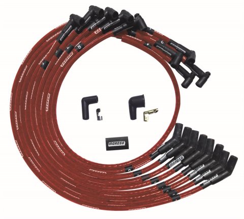 Moroso SBC Under Header 135 Deg Plug Boots HEI Sleeved Ultra Spark Plug Wire Set