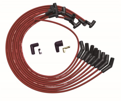 Moroso BBC Under Header 135 Plug Boots HEI Ultra Spark Plug Wire Set - Red thumbnail 4