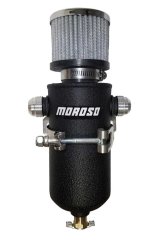 Moroso 10AN Male Fittings Catch Can Breather Tank - Black Powder Coat thumbnail 4