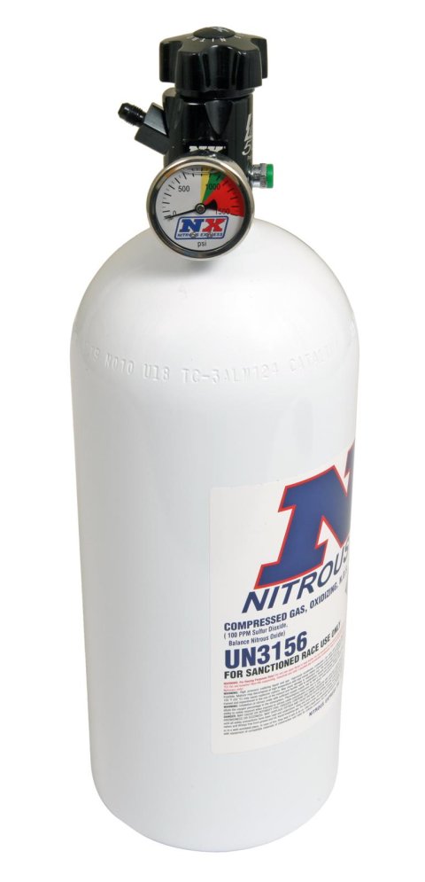 Nitrous Express 10lb Bottle w/Lightning 500 Valve (6.89 Dia x 20.19 Tall) w/Gauge thumbnail 2