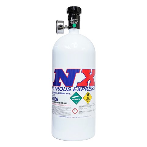 Nitrous Express 10lb Bottle w/Lightning 500 Valve (6.89 Dia x 20.19 Tall) w/Gauge thumbnail 6