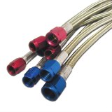 Nitrous Express 4AN 18in Stainless Steel Braided Hose - Red thumbnail 1