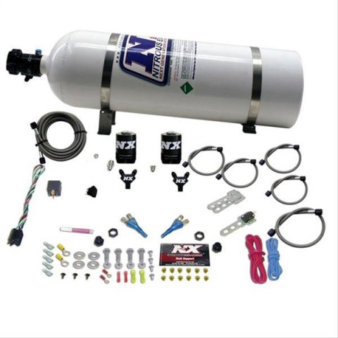 Nitrous Express Dual Nozzle Sport Compact Nitrous Kit (35-50-75HP) w/15lb Bottle