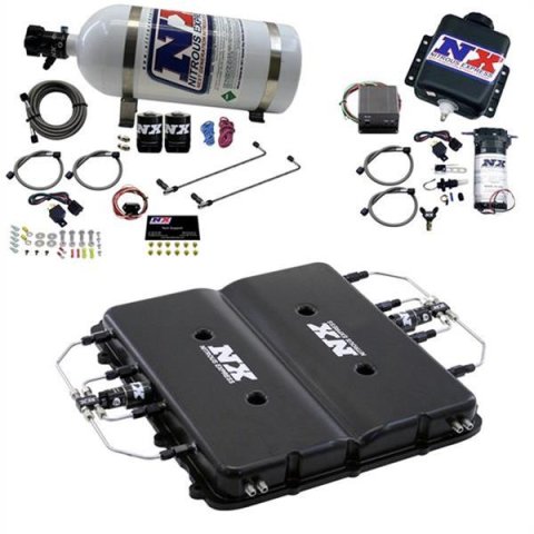 Nitrous Express Nitrous & Water Injection Kit w/Billet LT4 Supercharger Lid w/10lb Bottle thumbnail 1