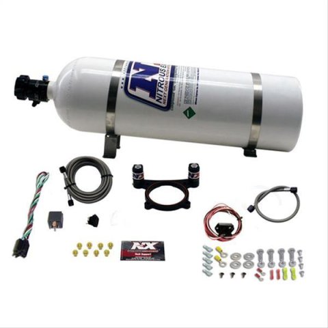 Nitrous Express 11-15 Ford Mustang GT 5.0L Coyote 4 Valve Nitrous Plate Kit (50-200HP) w/15lb Bottle thumbnail 1