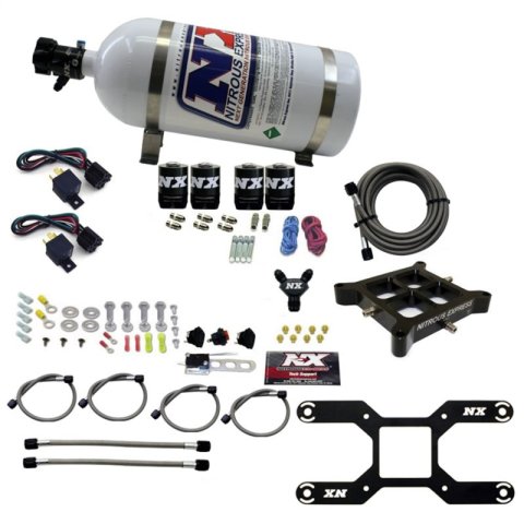Nitrous Express 4150 Dual Stage Billet Crossbar Nitrous Kit (50-300 & 100-500HP) w/10lb Bottle thumbnail 2