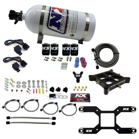 Nitrous Express 4150 Dual Stage Billet Crossbar Nitrous Kit (50-300 & 100-500HP) w/10lb Bottle thumbnail 3