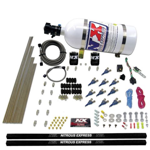 Nitrous Express 10 Cyl Piranha Nozzle Direct Port Nitrous Kit (250-500HP) w/10lb Bottle thumbnail 3