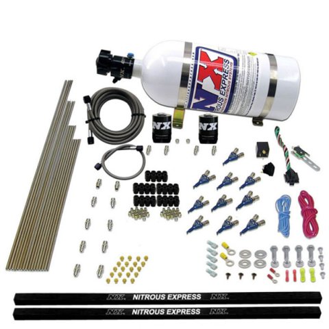 Nitrous Express 10 Cyl Piranha Nozzle Direct Port Nitrous Kit (250-500HP) w/10lb Bottle thumbnail 4