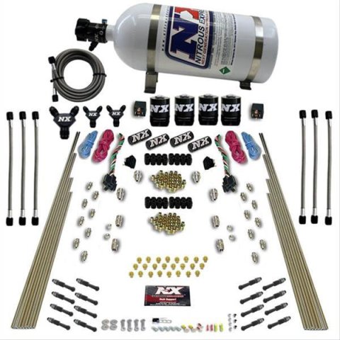 Nitrous Express 8 Cyl Dry Direct Port Dual Stage 4 Solenoids Nitrous Kit (200-600HP) w/10lb Bottle thumbnail 1