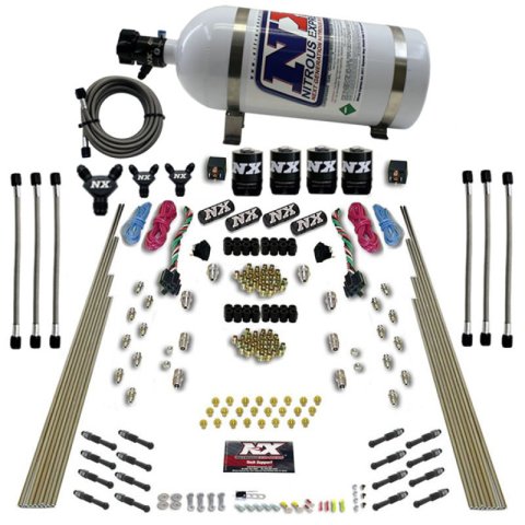 Nitrous Express 8 Cyl Dry Direct Port Dual Stage 4 Solenoids Nitrous Kit (200-600HP) w/10lb Bottle thumbnail 2