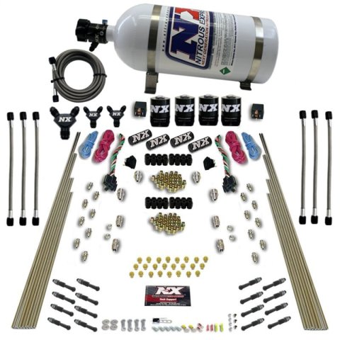 Nitrous Express 8 Cyl Dry Direct Port Dual Stage 4 Solenoids Nitrous Kit (200-600HP) w/10lb Bottle thumbnail 3
