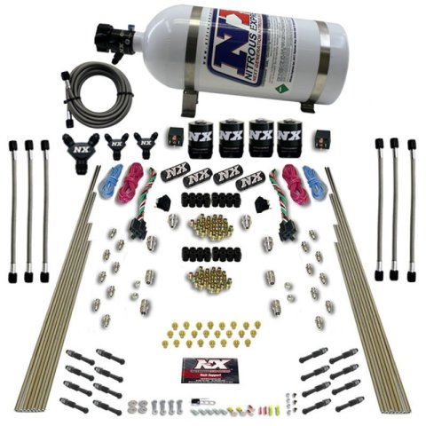 Nitrous Express 8 Cyl Dry Direct Port Dual Stage 4 Solenoids Nitrous Kit (200-600HP) w/10lb Bottle thumbnail 4