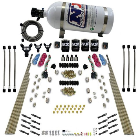 Nitrous Express 8 Cyl Dry Direct Port Dual Stage 4 Solenoids Nitrous Kit (200-600HP) w/10lb Bottle thumbnail 5