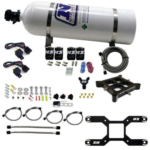 Nitrous Express Dry Quad Stage Billet Crossbar Plate System 100-2000hp (4150 Flange) w/15lb Bottle