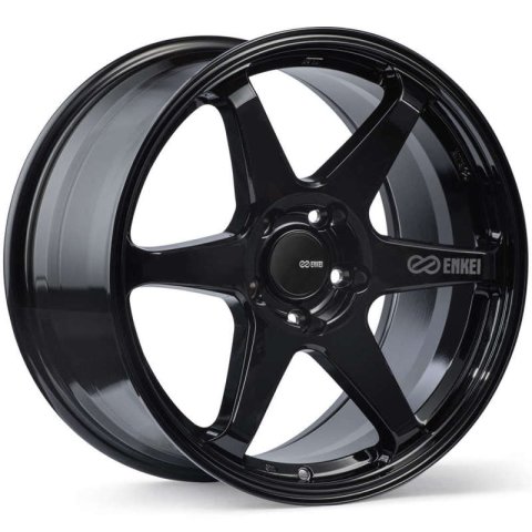 Enkei T6R 18x8 45mm Offset 5x112 Bolt Pattern 72.6 Bore Gloss Black Wheel thumbnail 1