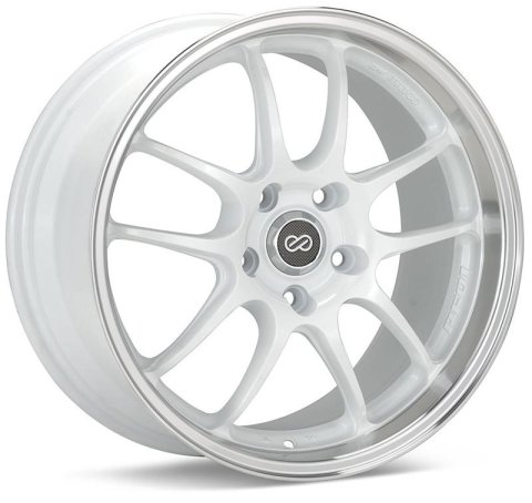 Enkei PF01SS 17x9 5x114.3 60mm Offset 75mm Bore Diameter White w/ Machined Lip Wheel thumbnail 1