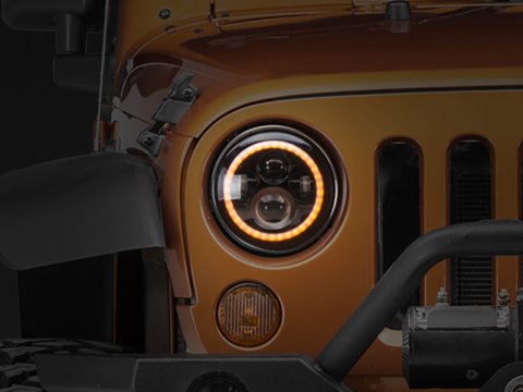 Raxiom 97-18 Jeep Wrangler TJ/JK Axial Halo Headlights w/ DRL Amber Signals- Black Hsng (Clear Lens) thumbnail 3