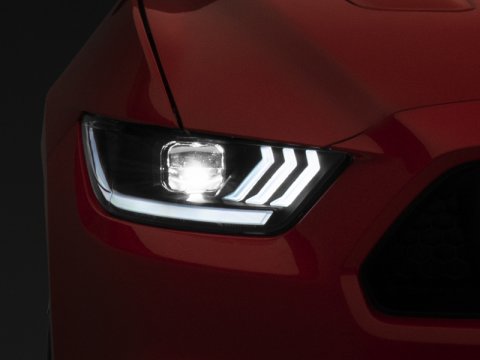 Raxiom 15-17 Ford Mustang GT350 GT500 LED Projector Headlights- Black Housing (Clear Lens) thumbnail 1