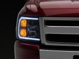 Raxiom 07-13 Chevrolet Silverado 1500 Axial Headlights w/ SEQL LED Bar- Black Housing (Clear Lens) thumbnail 3