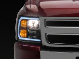 Raxiom 07-13 Chevrolet Silverado 1500 Axial Series Headlights w/ LED Bar- Black Housing (Clear Lens) thumbnail 1