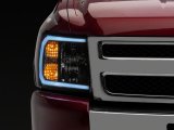Raxiom 07-13 Chevrolet Silverado 1500 Axial Series Headlights w/ LED Bar- Black Housing (Clear Lens) thumbnail 2