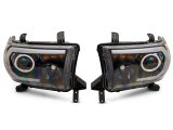 Raxiom 07-13 Toyota Tundra Axial Series Projector Headlights w/ LED Bar- Black Housing (Clear Lens) thumbnail 1