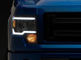 Raxiom 09-14 Ford F-150 Axial Series Headlights w/ LED Bar- Black Housing (Clear Lens) thumbnail 2